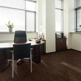 デトロイトのモダンスタイルのおしゃれなホームオフィス・仕事部屋 (クッションフロア) の写真