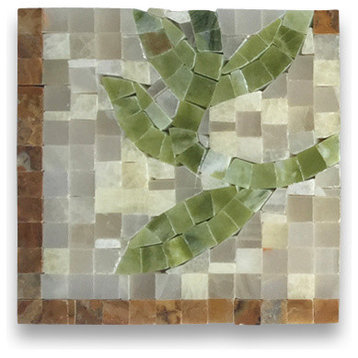 Marble Mosaic Border Decorative Tile Emerald Onyx 4.7x4.7 Polished, 1 piece