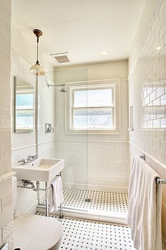 chair rail height on the shower wall
