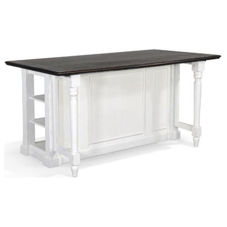 72" White Modern Kitchen Island Bar Table Solid Wood