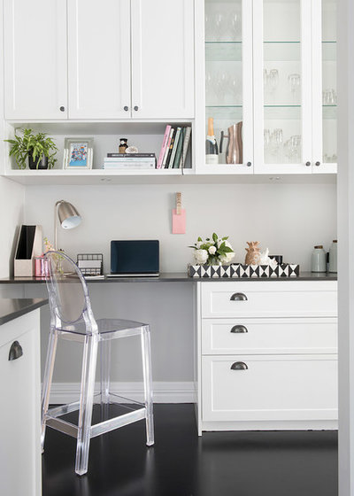 Transitional Home Office by Colourcube Interiors