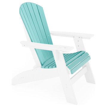 EkoPoly HDPE Adirondack Chair, Destin White and Gulf Shores Teal