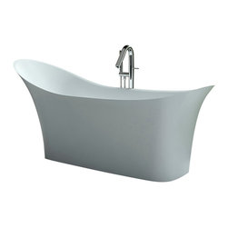ADM Bathroom Design - ADM Curved Freestanding Bathtub, Glossy White, 74.4" - Bathtubs