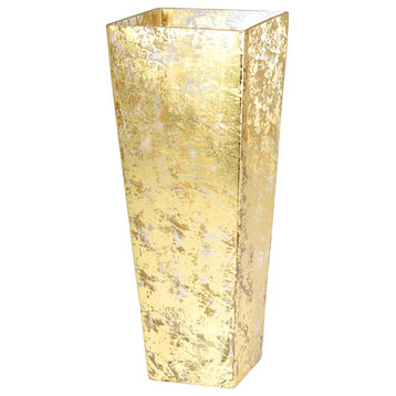 16" Tapered Glass Vase, Wabi Sabi