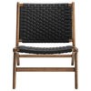 Modway Saoirse Woven Rope & Wood Accent Lounge Chair in Black and Walnut