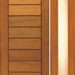 Single Door with One Sidelite, Contemporary Solid Flush Panel - Front Doors