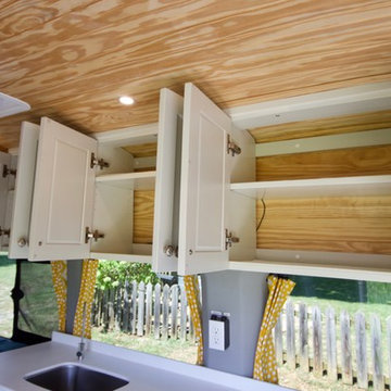 Upper custom cabinets with adjustable shelving