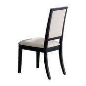 Wooden Dining Side Chair With Cream Upholstered Seat and Back, Black, Set of 2