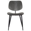 Miki Mid-Century Dining Accent Chairs, Set of 2, Black Wood