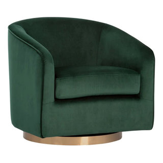 Seymour Swivel Lounge Chair - Gold - Deep Green Sky - Contemporary ...