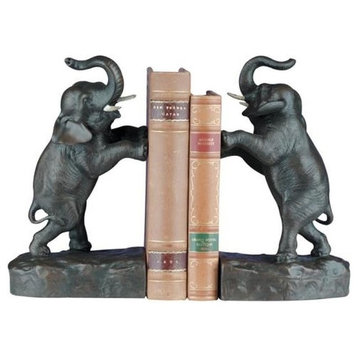 Bookends Bookend TRADITIONAL Lodge Standing Elephant Resin H