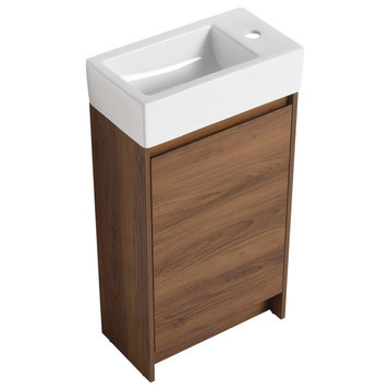 18" Plywood Freestanding Bath Vanity Set, Integrated Ceramic Sink