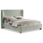 Meridian Furniture - Penny Bed, Green, King, Chenille Fabric - Give your bedroom an instant makeover with this mint Penny chenille fabric bed. A fusion of style and comfort, this king-size bed comes upholstered in rich mint green chenille fabric for a charming look and has an extra-high, curved headboard for optimal support while you read or watch TV. A chic and functional addition to your bedroom, this handsome bed is a true showstopper from every angle.