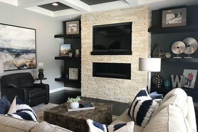 Inspiration for a modern living room remodel in Omaha