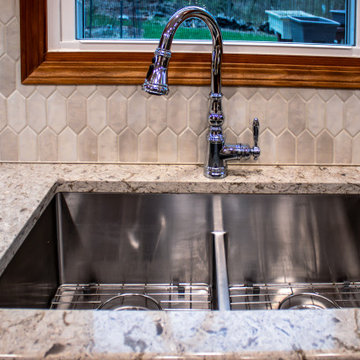 Cherry Cabinets with Pecan Stained Finish, Windemere Quartz Countertops