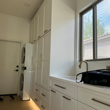 Multiple Room Cabinetry Reface with Partial Build