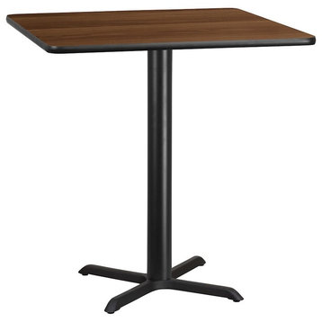 Flash 42'' Square Laminate Table Top/33'' x 33'' Bar Table Base, Walnut