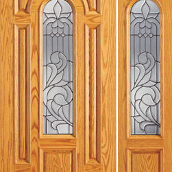 Pre-hung Mahogany Center Arch Lite Entry Door with One Sidelite - Front Doors
