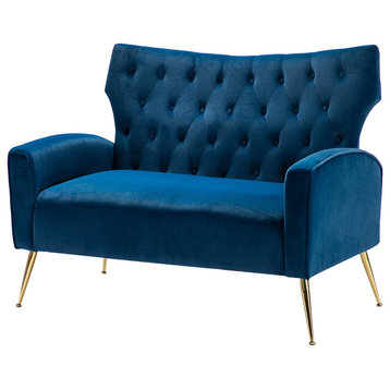 Upholstered 48" Loveseat With Tufted Back, Navy