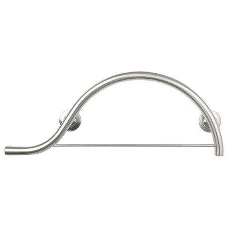 30" Designer Curved/Waved Bathroom Shower Grab Bar With Towel Bar, Satin, Left-Handed