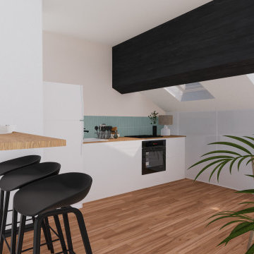 Perspective 3D d'une cuisine home staging - Projet C