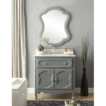 34 inch Gray Knoxville Bathroom Sink Vanity With Matching Mirror