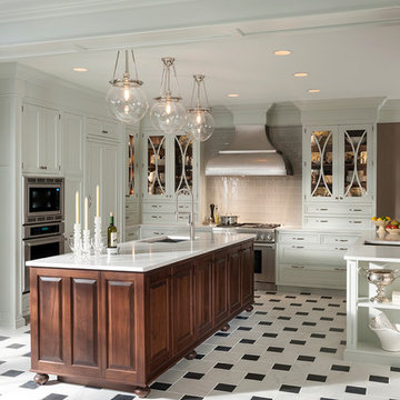 Kitchen with Large Island in Wood Finish