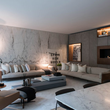 Living Room and Dining View with Marble Wall, Lisbon