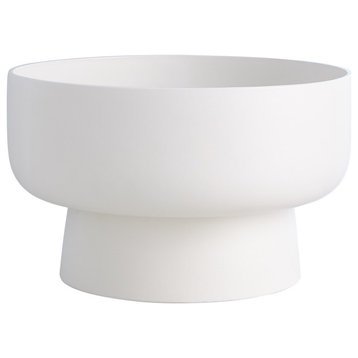 Elegant Large Footed Matte White Bowl Vase Designer 16" Ceramic Contemporary