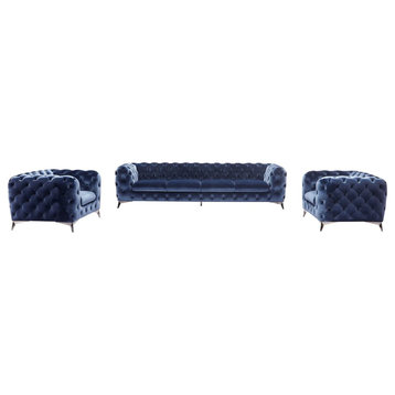 Slader Modern Blue Sofa & Chair Set