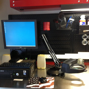 Wall Control Metal Pegboard with Computer Monitor Mounted