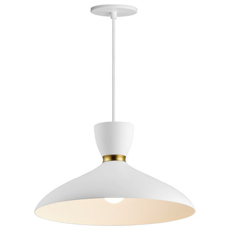 Maxim Lighting Carillon 1-Light 16" Pendant, White/Satin Brass, 11304WTSBR