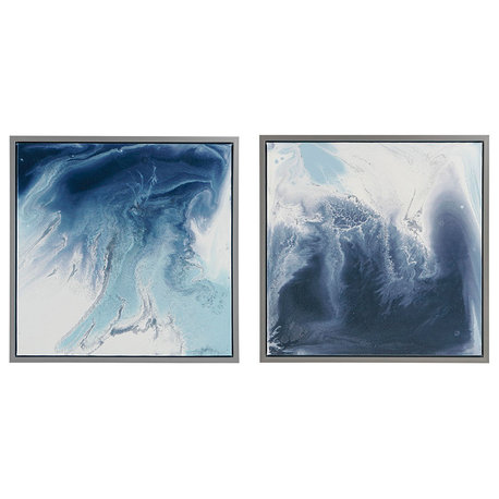 Madison Park Blue Lagoon 2 Abstract Blue Lagoon Framed Wall Art