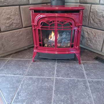 Red Stand Alone Fireplace