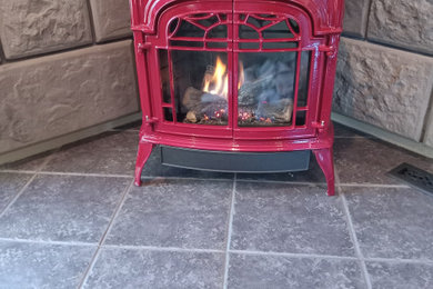 Red Stand Alone Fireplace