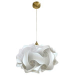 EQ Light - Cloud Pendant Light, Gold, Medium - The Cloud Pendant Light makes a stunning accent piece in a dining room, entryway or kitchen. This elegant pendant light has silver steel construction and a round shade made from white spiral polypropylene pieces. Hang it in a contemporary style home for a cohesive look.
