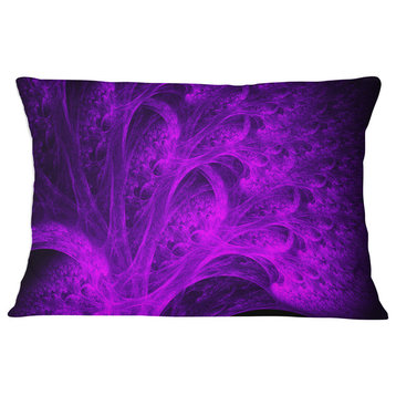 Bright Purple Magical Fractal Forest Abstract Throw Pillow, 12"x20"