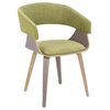 LumiSource Elisa Dining Chair, Light Gray Wood and Green