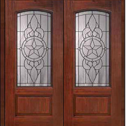 Prehung Entry Double Door 80 Fiberglass Brazos 1 Panel Arch Lite - Front Doors