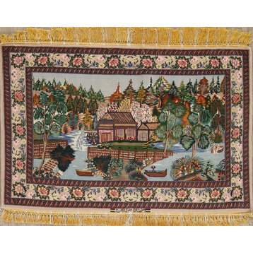 Isfahan Traditional Novelty Wool Handmade Persian Oriental Area Rug, 3'6"X5'3"