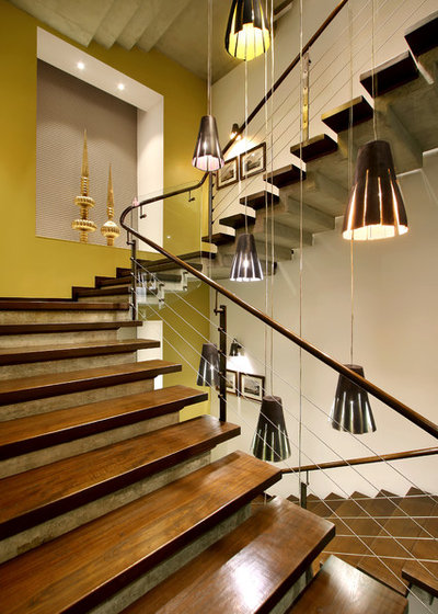 Contemporary Staircase by dipen gada and associates