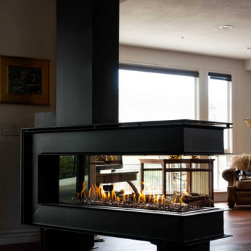 I-Beam Framed Flare Fireplace Room Definer