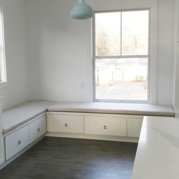 Sunbrella breakfast nook cushions in new kitchen