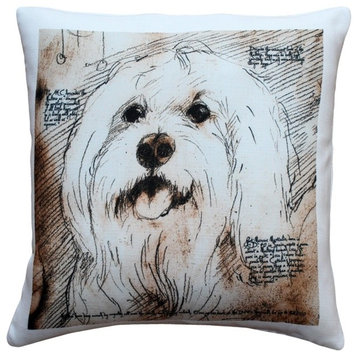 Leonardo's Dogs Mischievous Maltese Dog Pillow