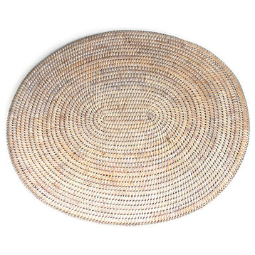White Rattan Oval Placemats, Set of 4