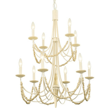 Varaluz Brentwood 10 Light Chandelier, White/Clear, 350C10CW