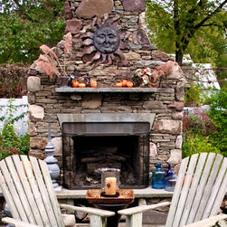 Outdoor Dry-Stack Stone Fireplace - Outdoor Fireplaces