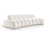 Meridian Furniture - Jace Upholstered Sofa, Cream, Velvet, Sofa - Innovative design meets soft velvet upholstery in the Jace cream velvet sofa, creating a modern marvel that redefines comfort and style. Its sinuous curves form a sculptural masterpiece that defies convention. A dramatic design and rich velvet upholstery make this piece truly unforgettable.