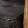 Phineas Black Genuine Leather w/ Medium Brown Solid Wood Frame Accent Chair