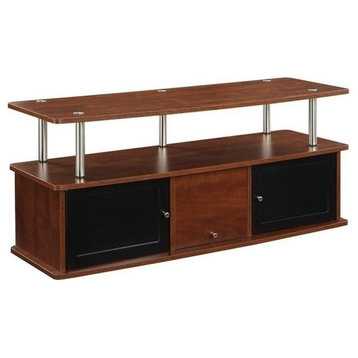 Pemberly Row Modern Wood TV Stand for TVs up to 47" with 3 Cabinets in Cherry